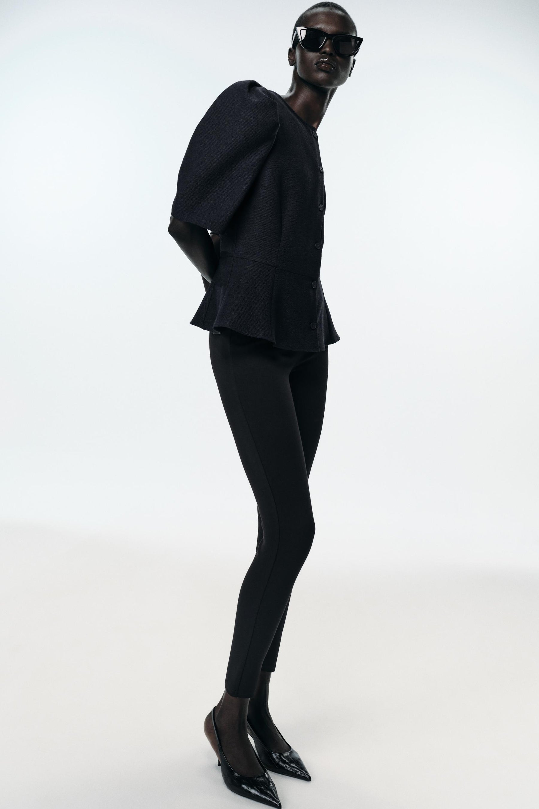 Puffärmel-Peplum-Top