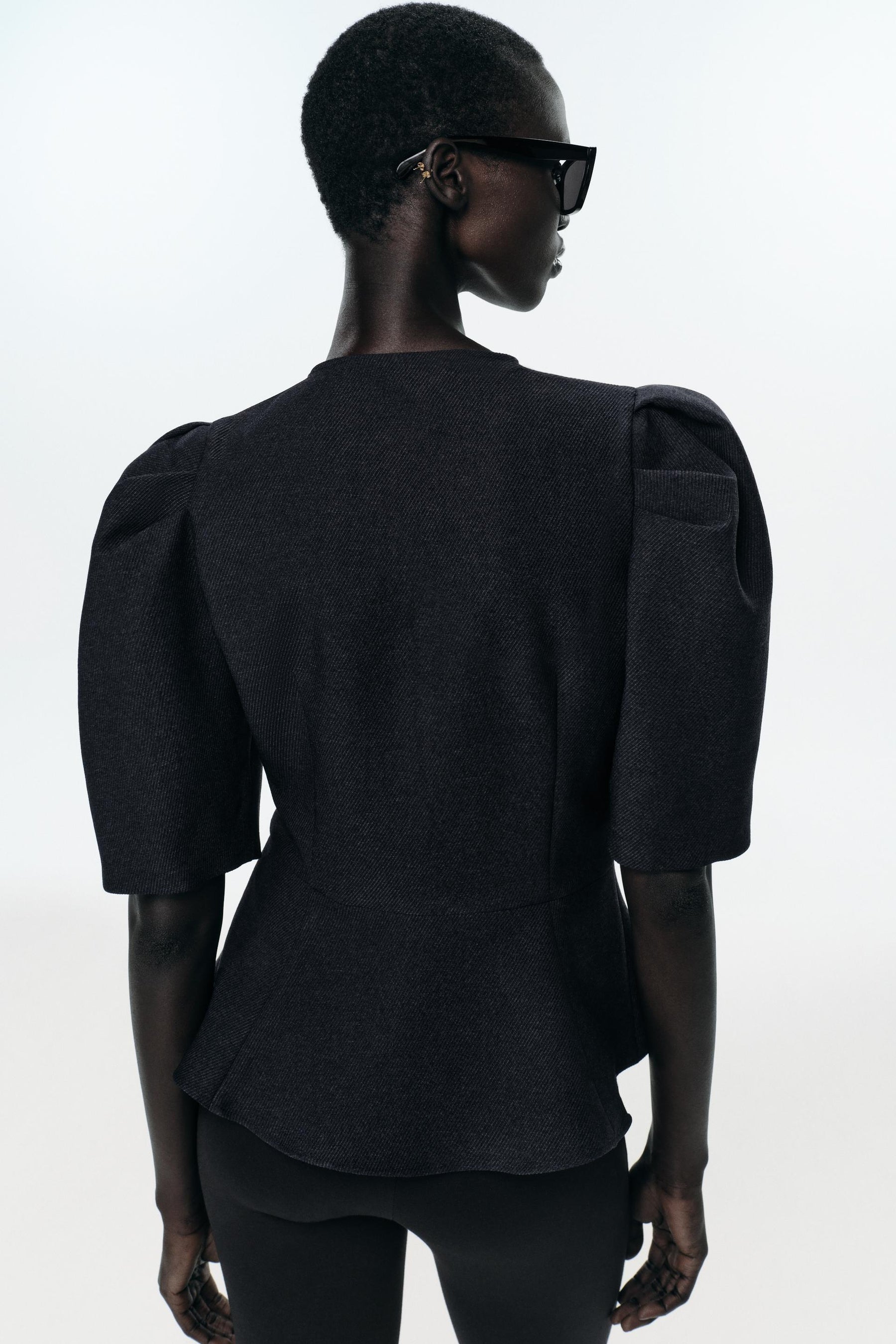 Puffärmel-Peplum-Top