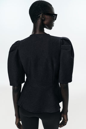Puffärmel-Peplum-Top