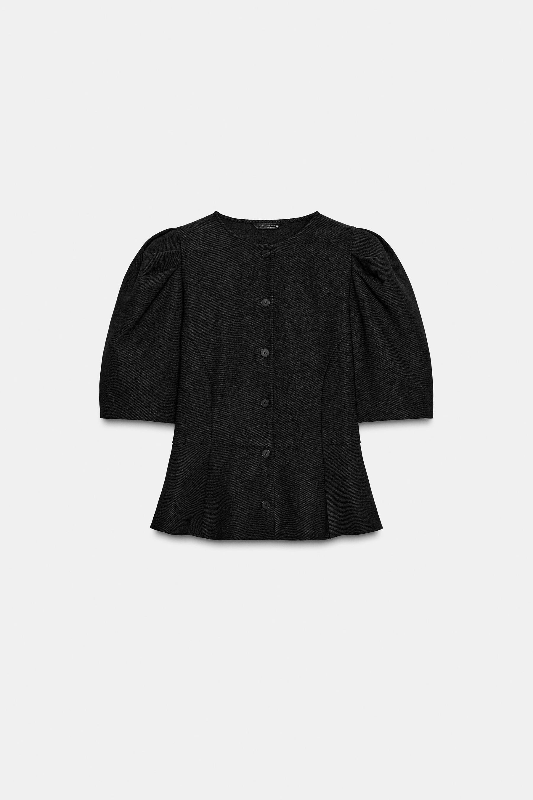 Puffärmel-Peplum-Top