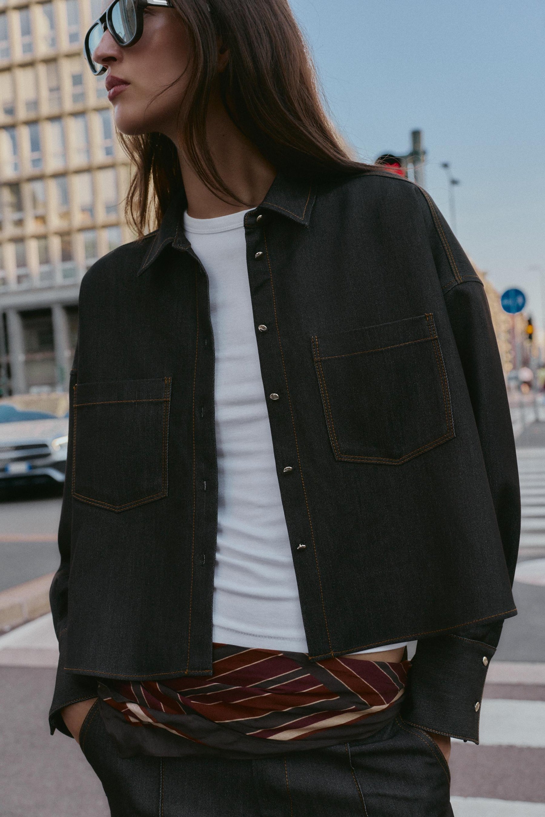 Oversize-Hemd mit Kontrastnähten