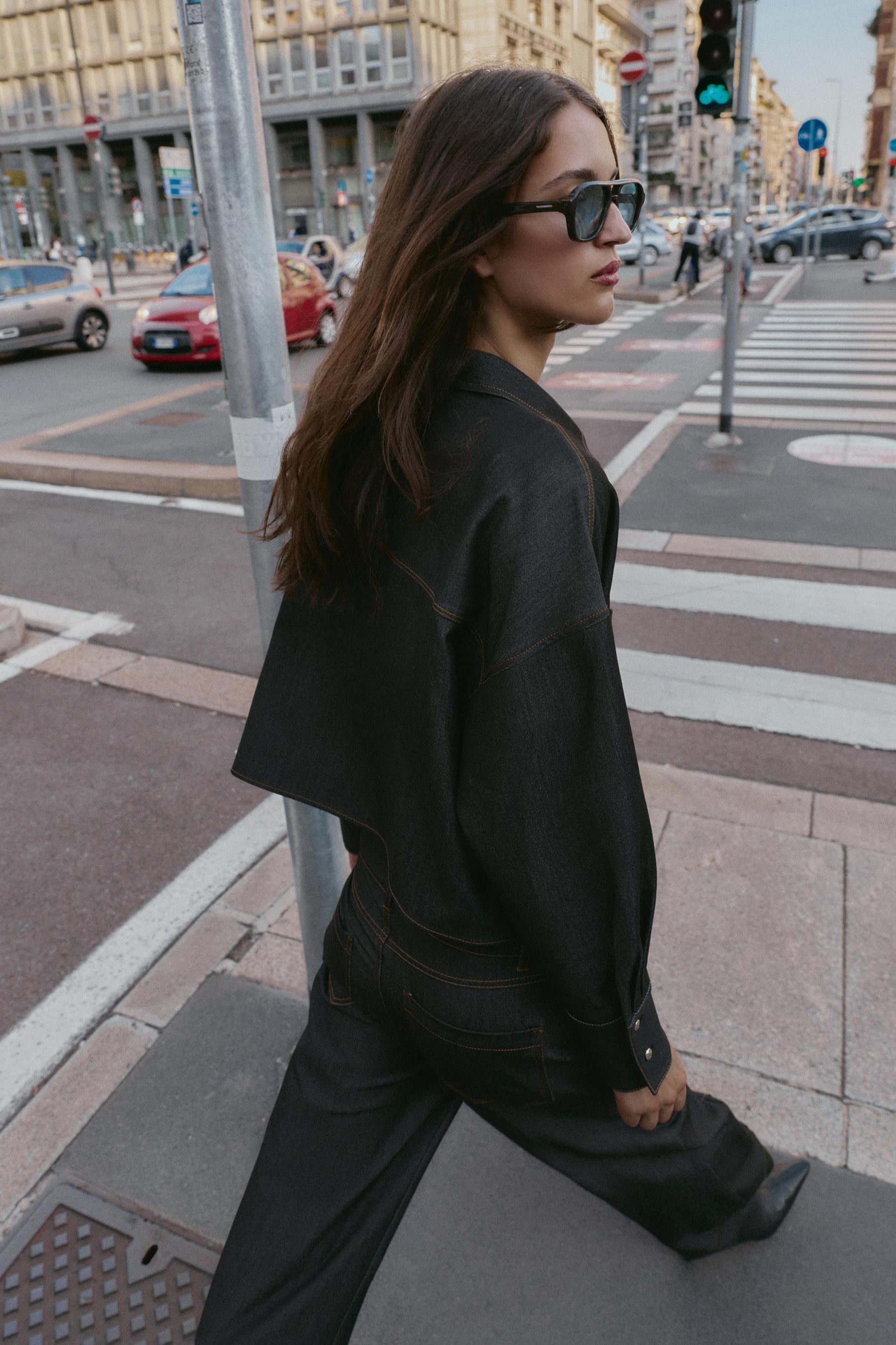 Oversize-Hemd mit Kontrastnähten