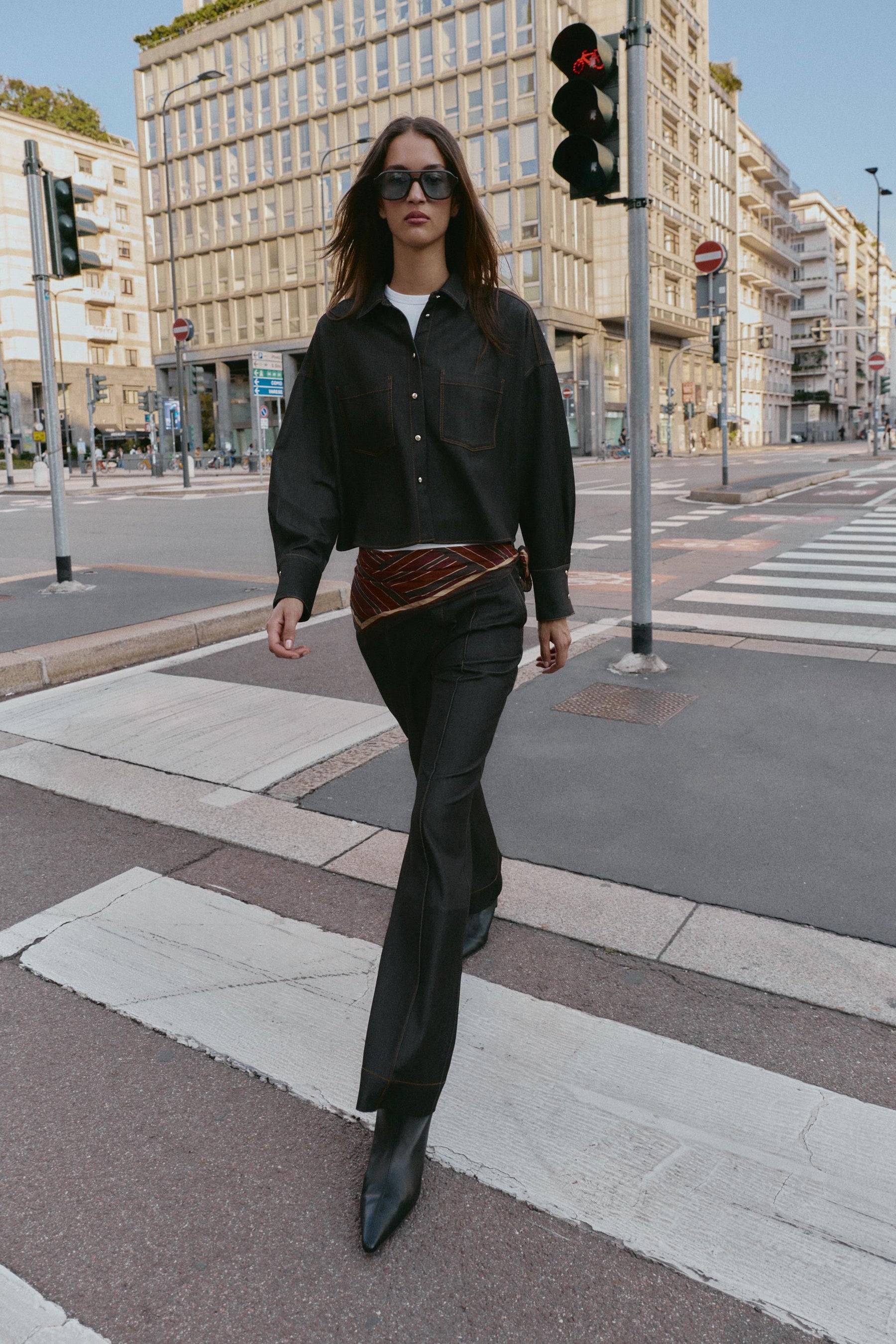 Oversize-Hemd mit Kontrastnähten