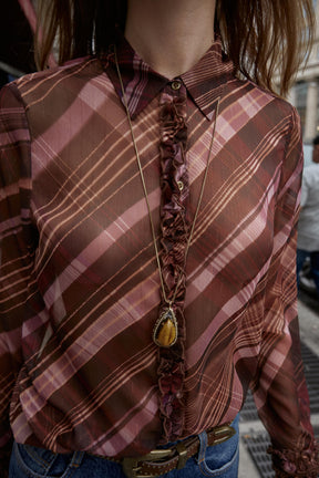 halbtransparente karierte Bluse