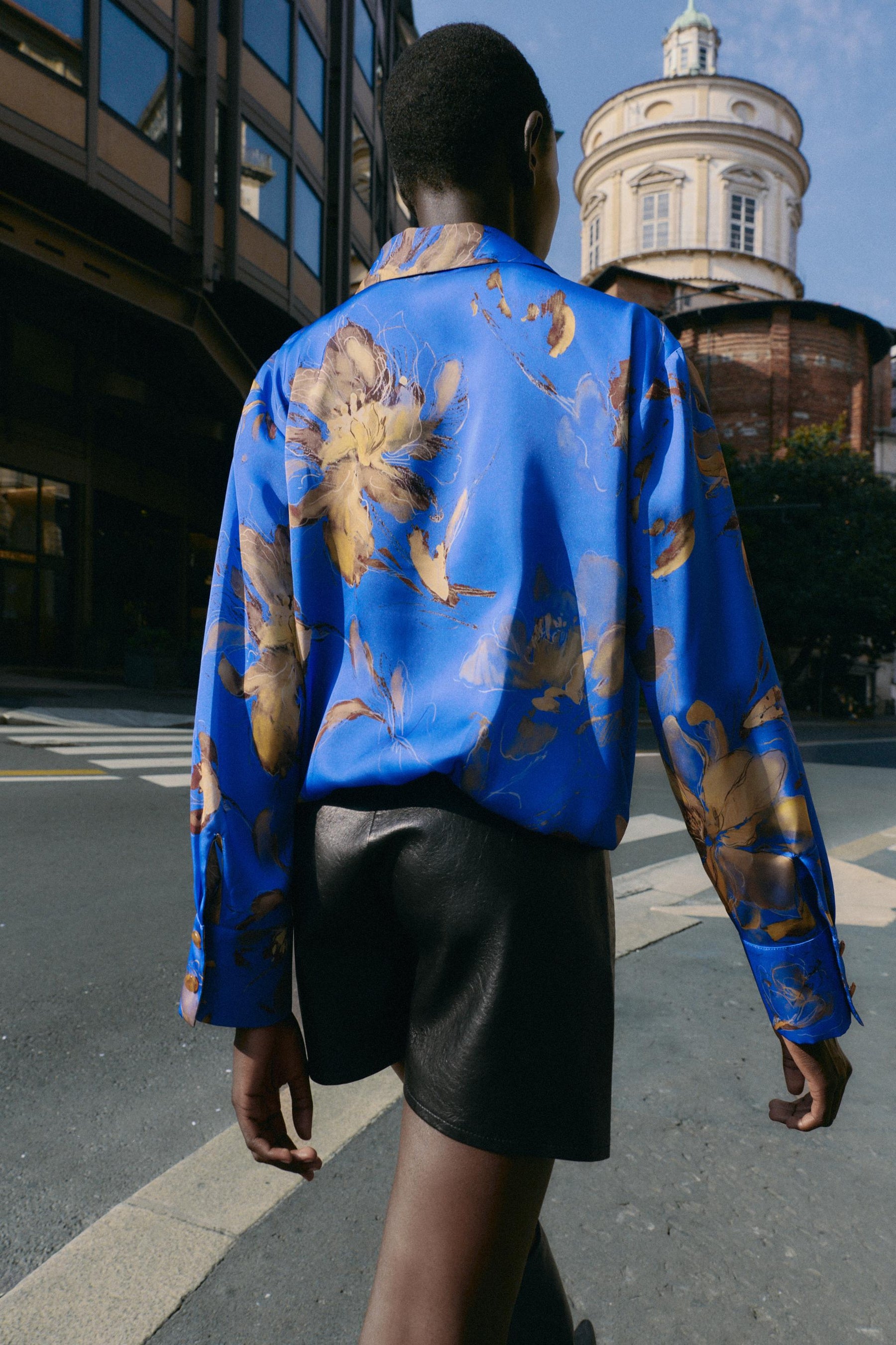 Satinhemd mit Blumenmuster