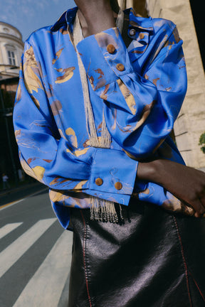 Satinhemd mit Blumenmuster