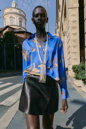 Satinhemd mit Blumenmuster