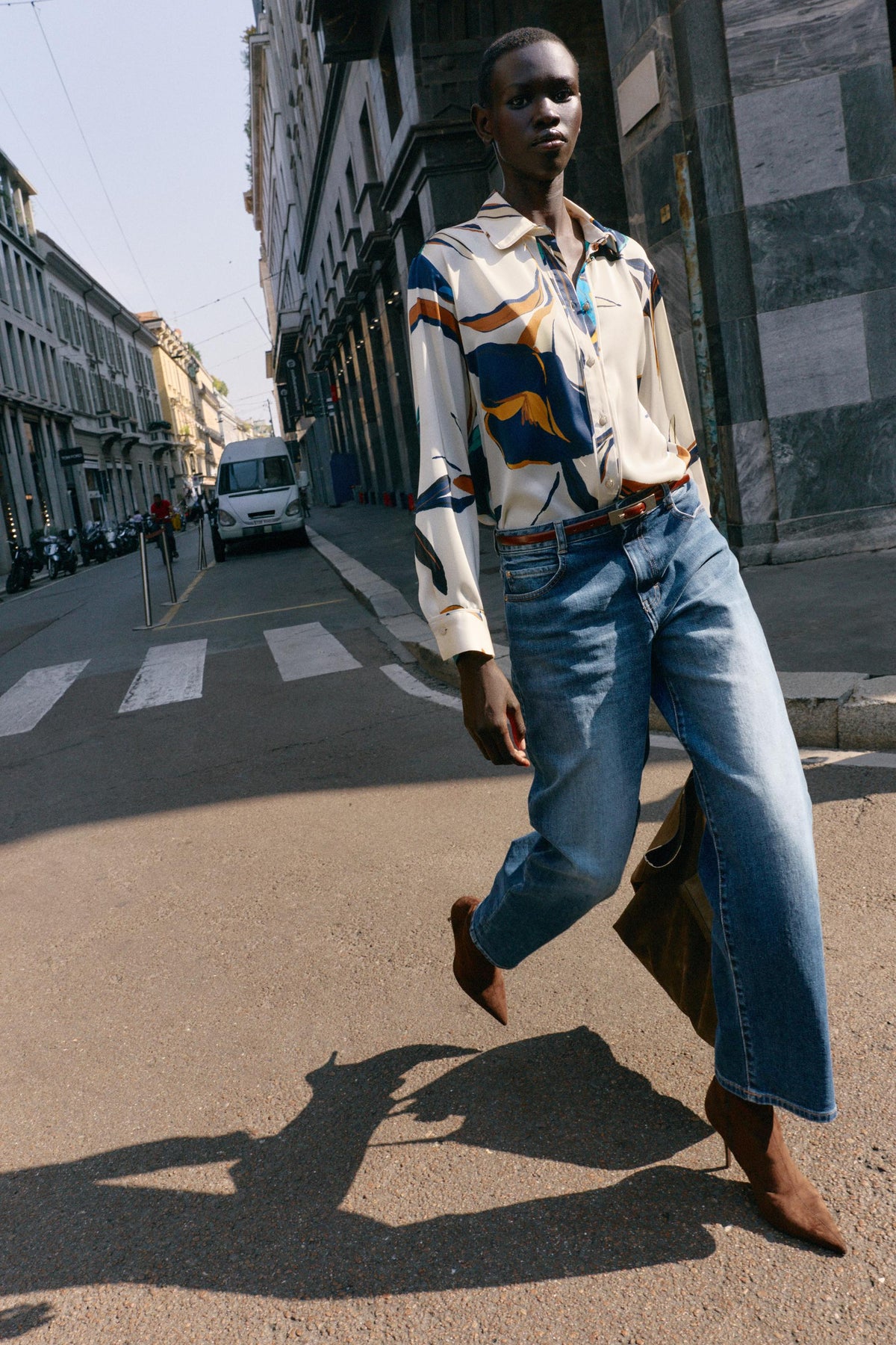 Satinhemd mit Blumenmuster