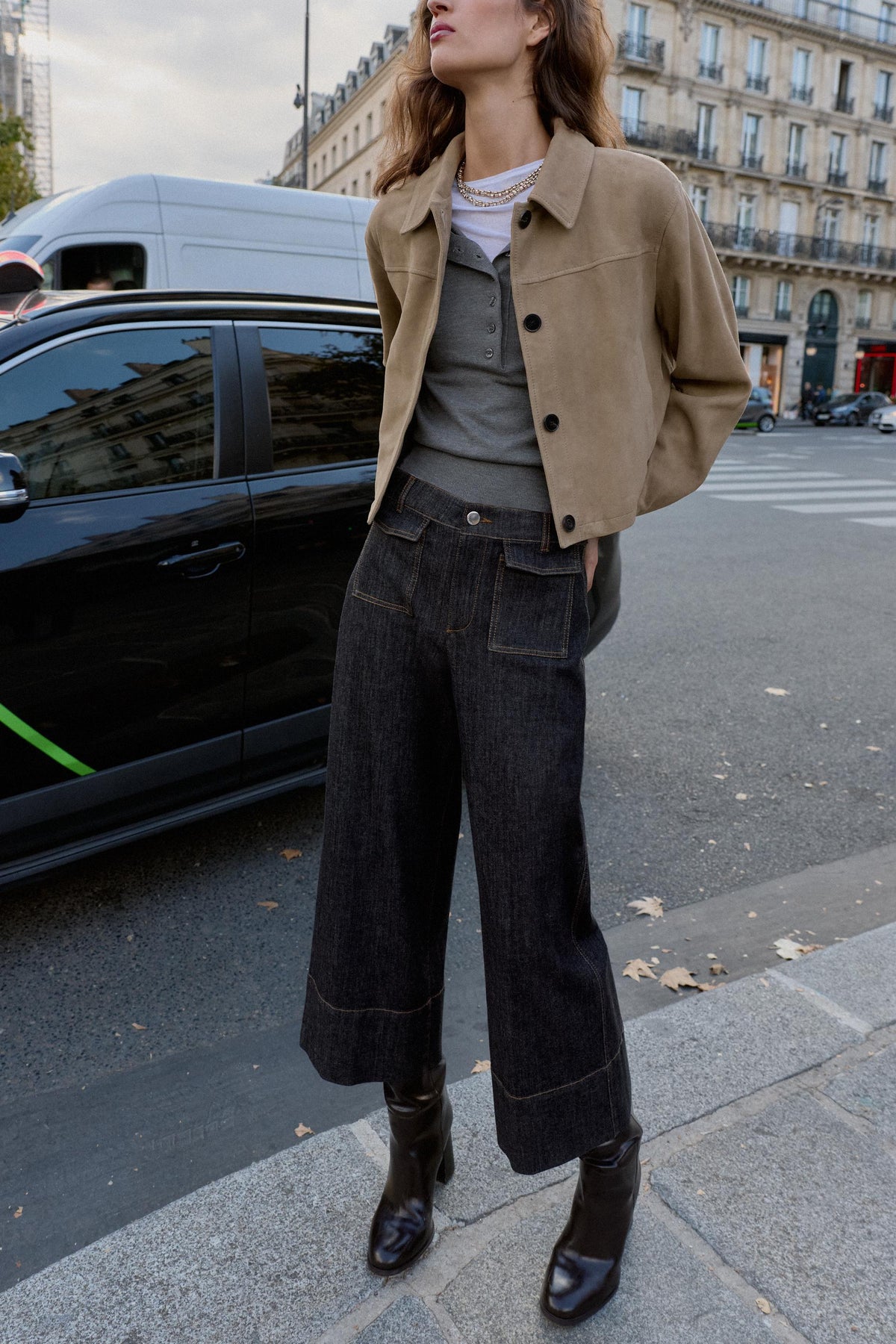 Culottes mit mittelhohem Bund und Taschen