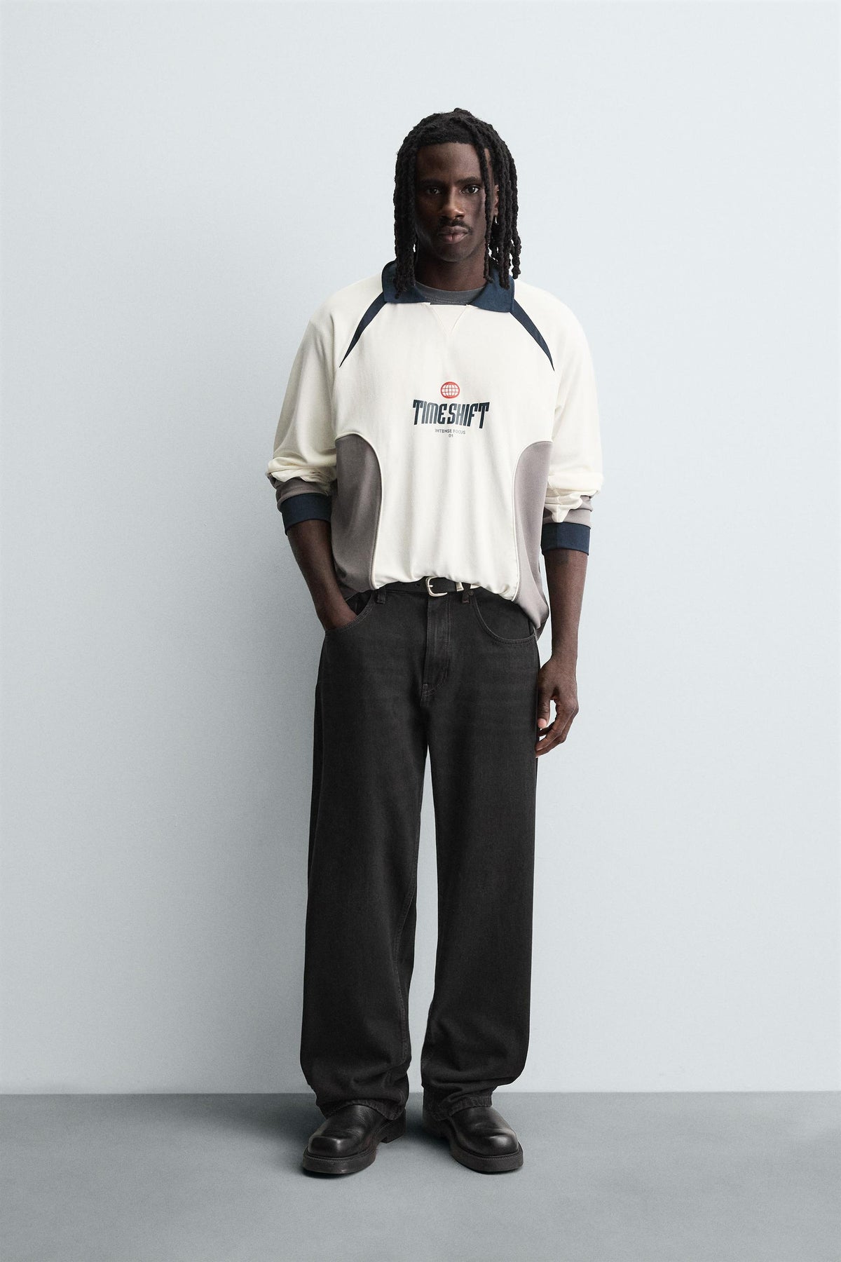 RETRO FOOTBALL PRINT POLO SHIRT - Image 1