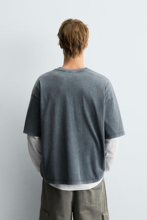 WASHED TEXT PRINT T-SHIRT - Image 3