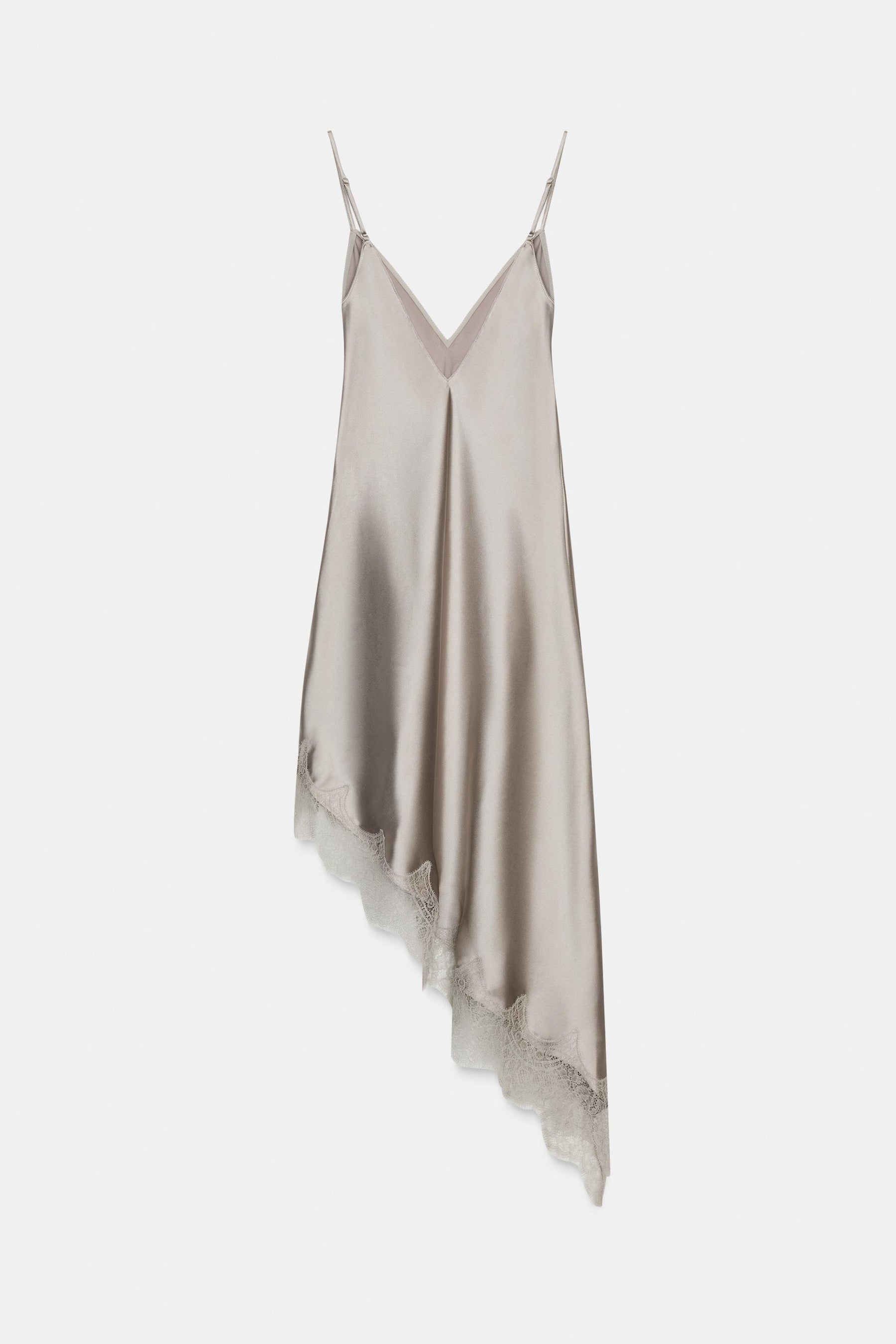 ASYMMETRIC SATIN LACE DRESS - Image 9