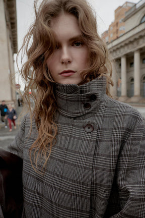 Karierte zweireihige Jacke