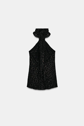 Neckholder-Top mit Metallic-Besatz