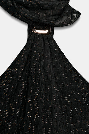 Neckholder-Top mit Metallic-Besatz