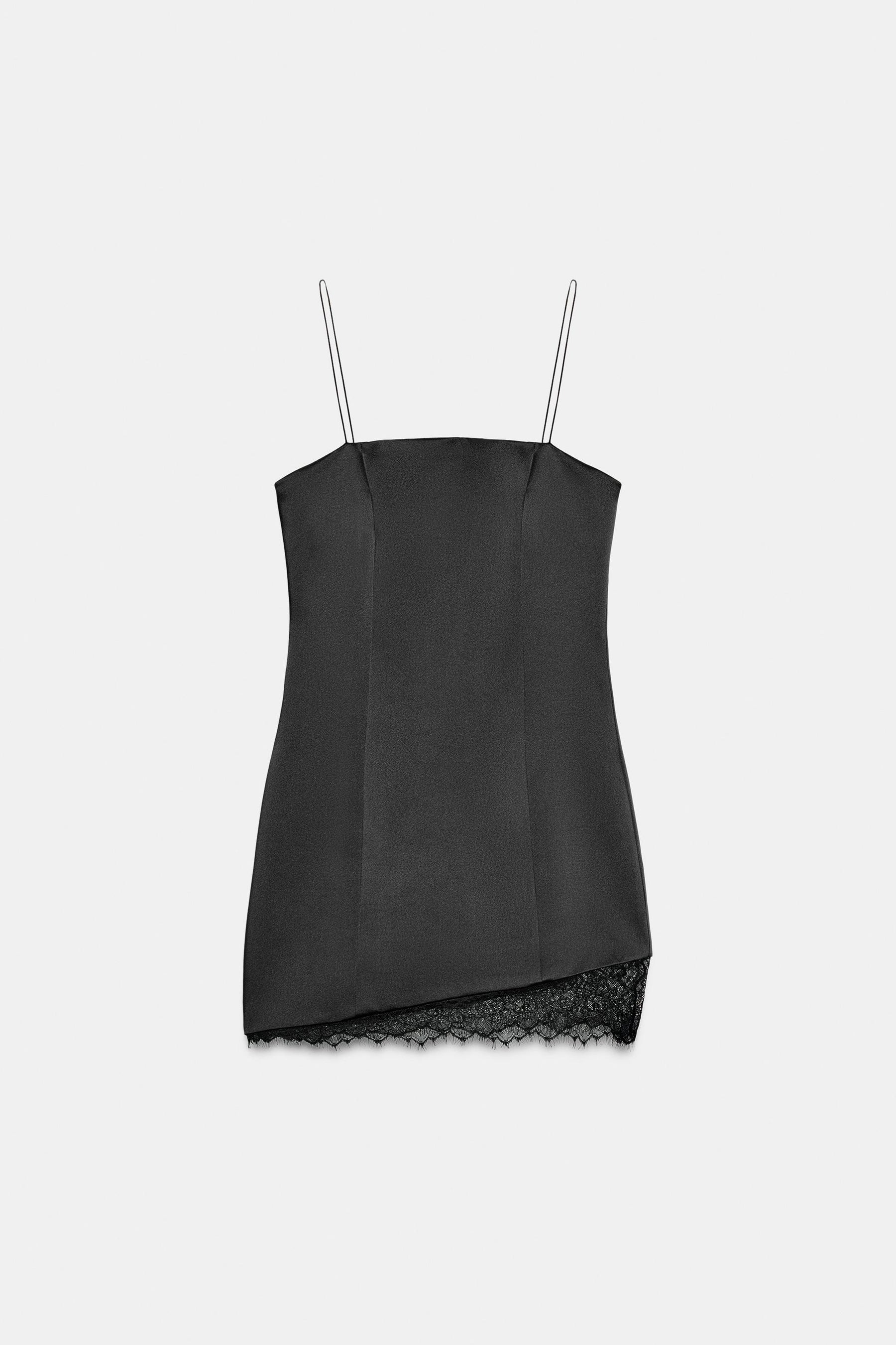 SHORT SATIN LACE DRESS - Image 4