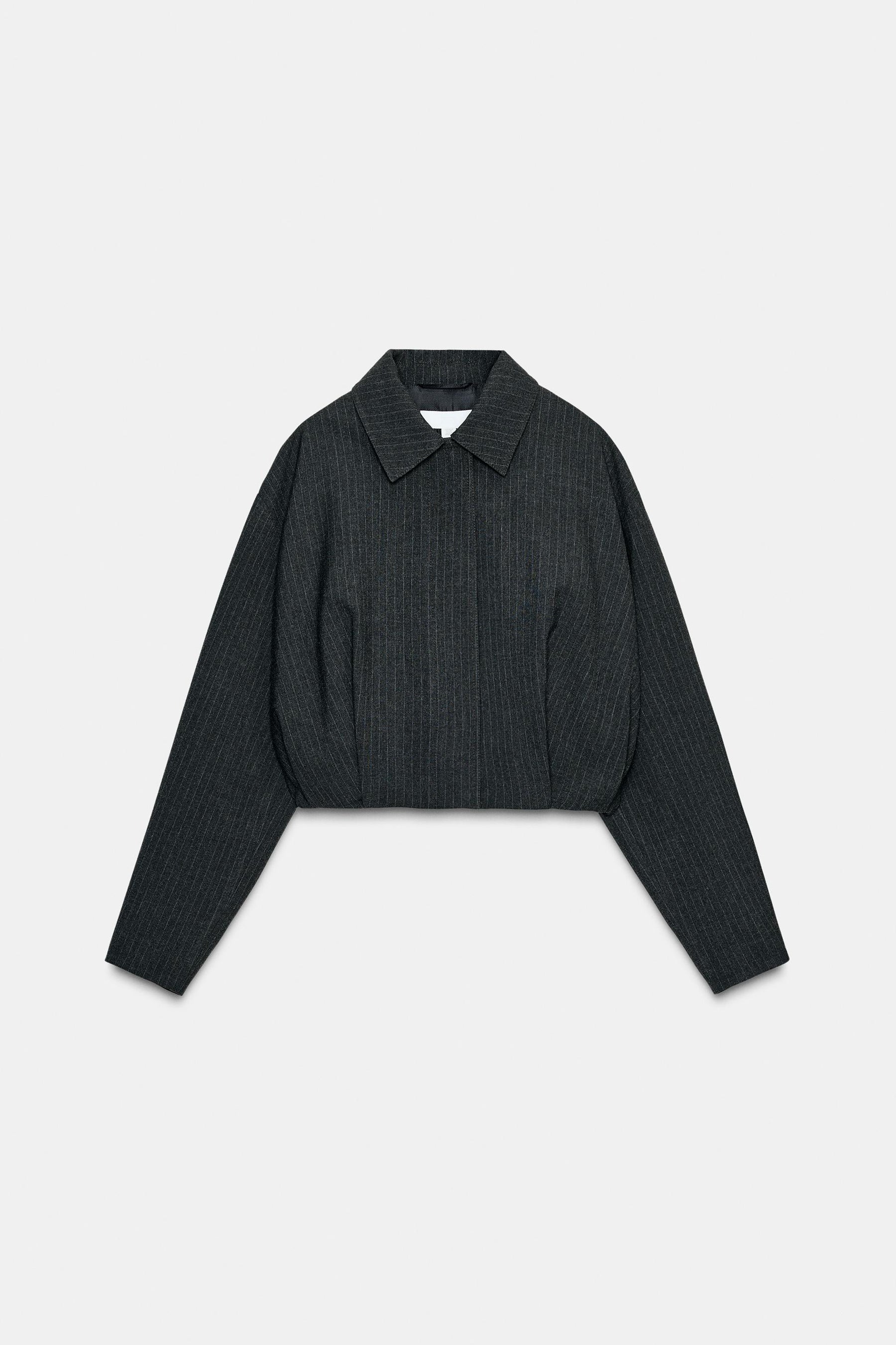 SHORT PINSTRIPE BALLOON BOMBER JACKET - Image 6