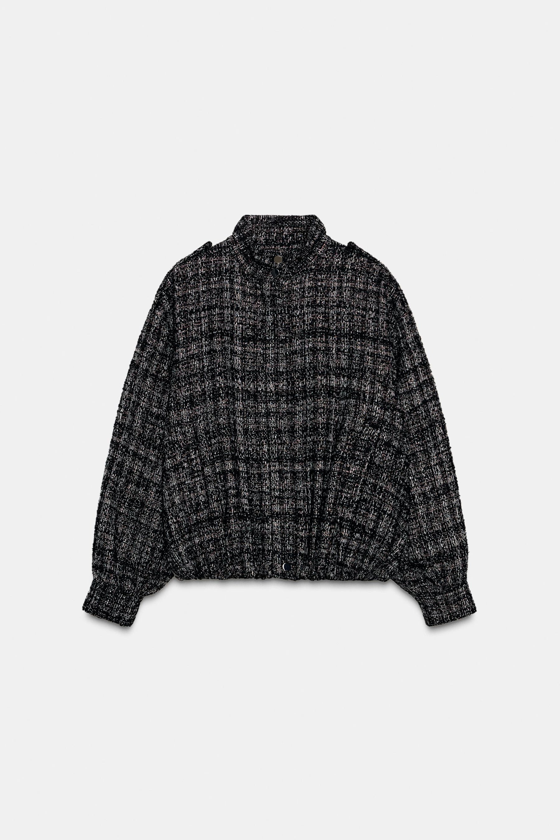 METALLIC THREAD TEXTURED BOMBER JACKET - Image 9