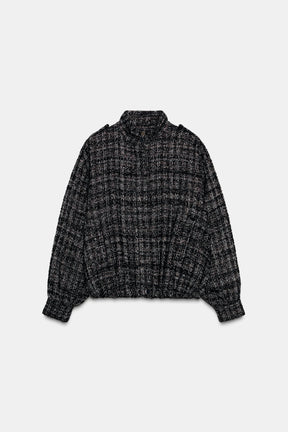 METALLIC THREAD TEXTURED BOMBER JACKET - Image 9