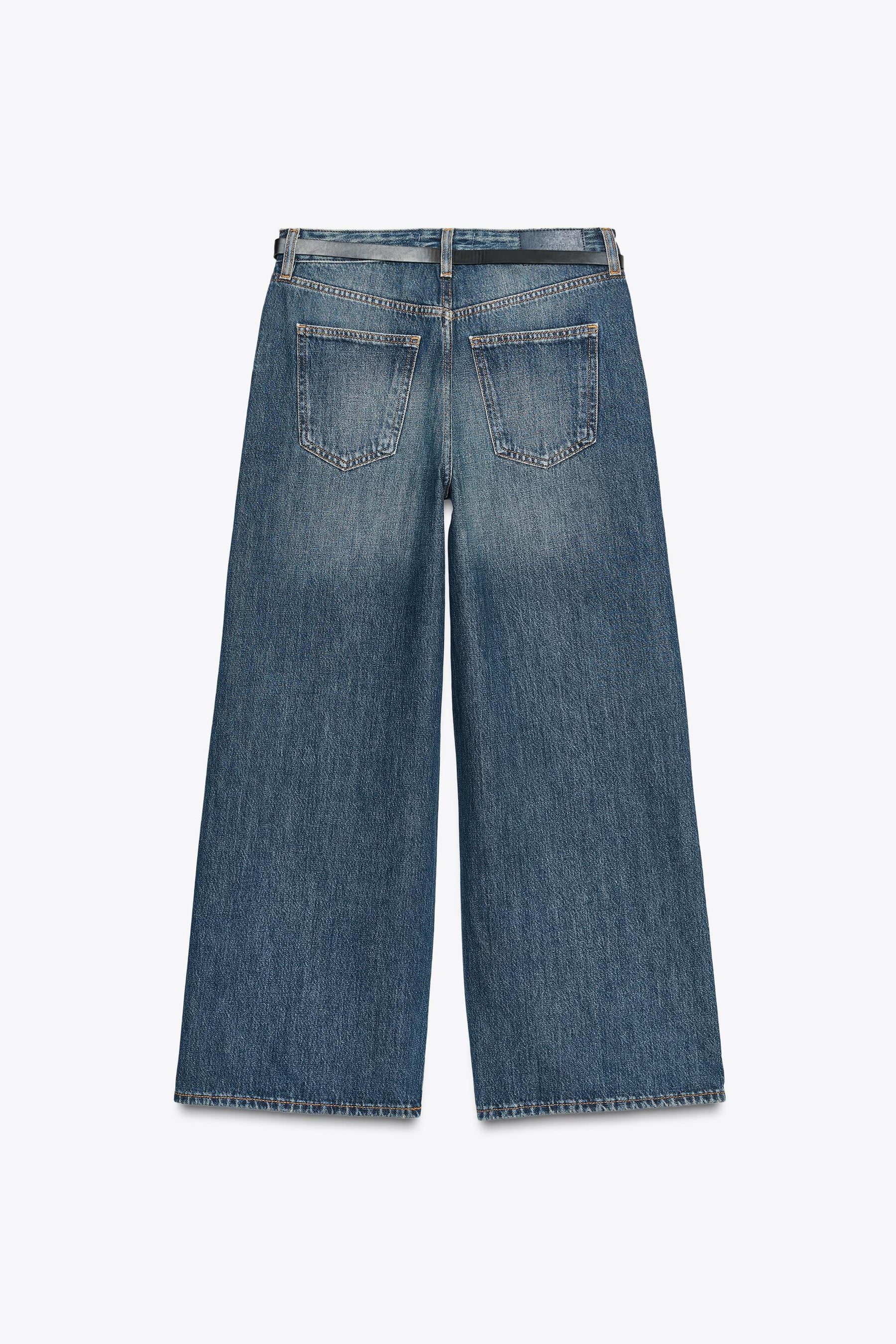 Hochtaillierte Culottes-Jeans mit Gürtel