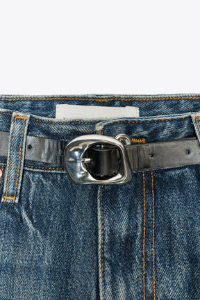 Hochtaillierte Culottes-Jeans mit Gürtel