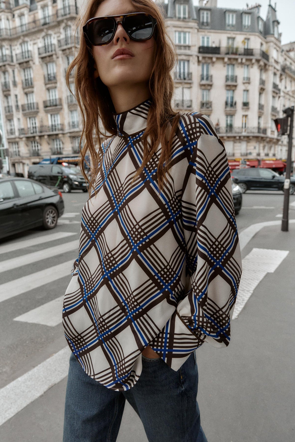 Karohemd mit hohem Kragen