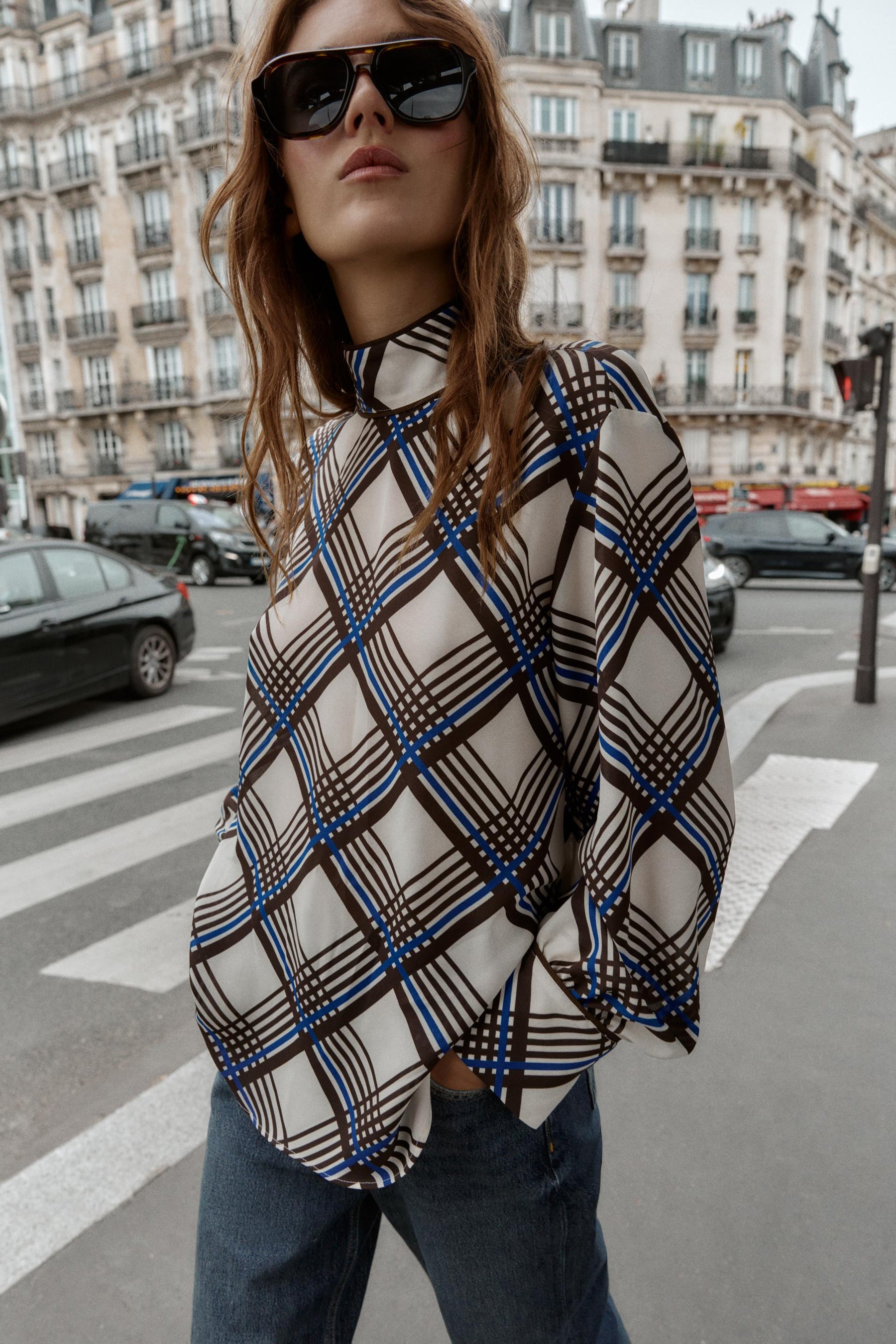 Karohemd mit hohem Kragen