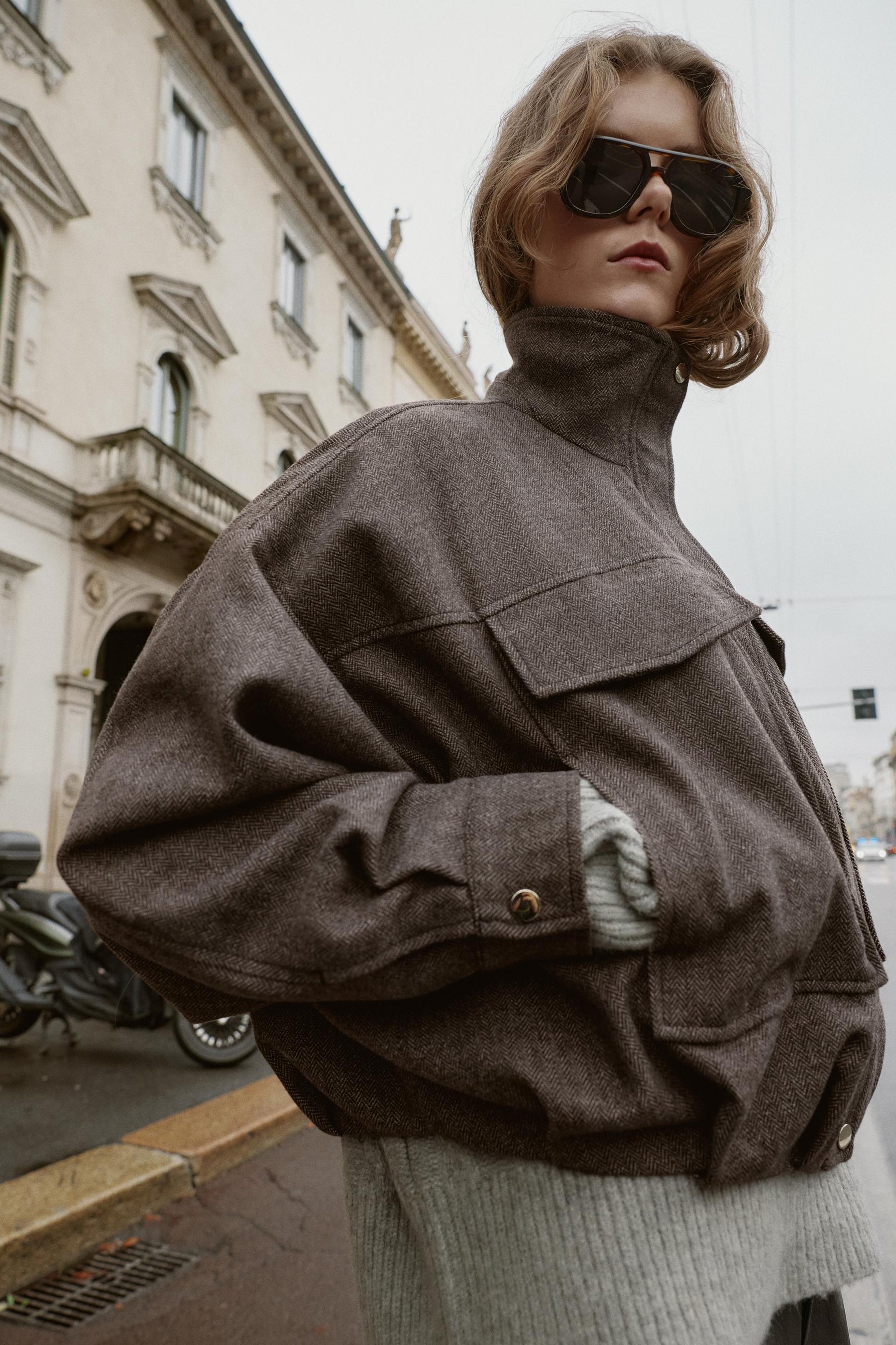 Fischgrät-Bomberjacke