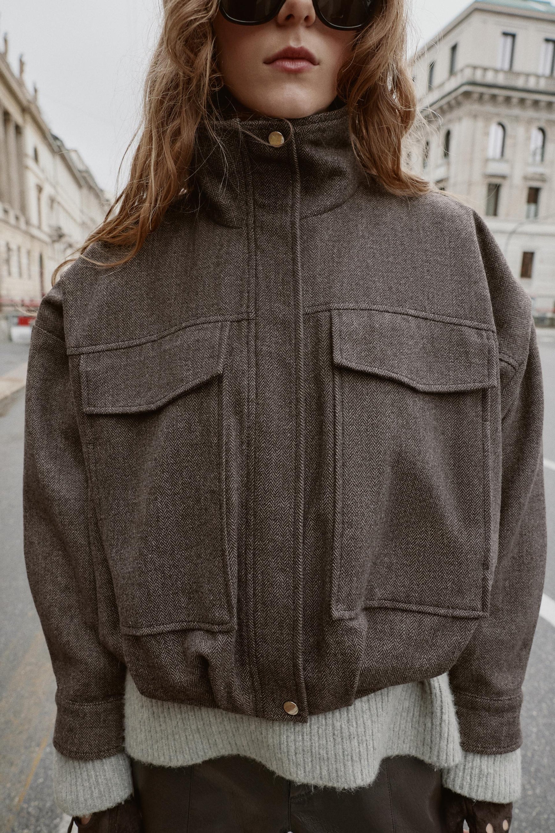 Fischgrät-Bomberjacke