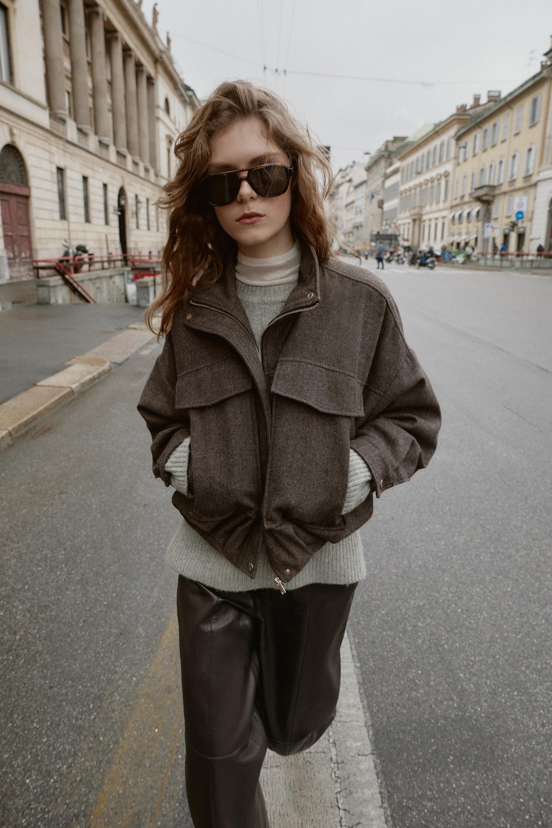 Fischgrät-Bomberjacke