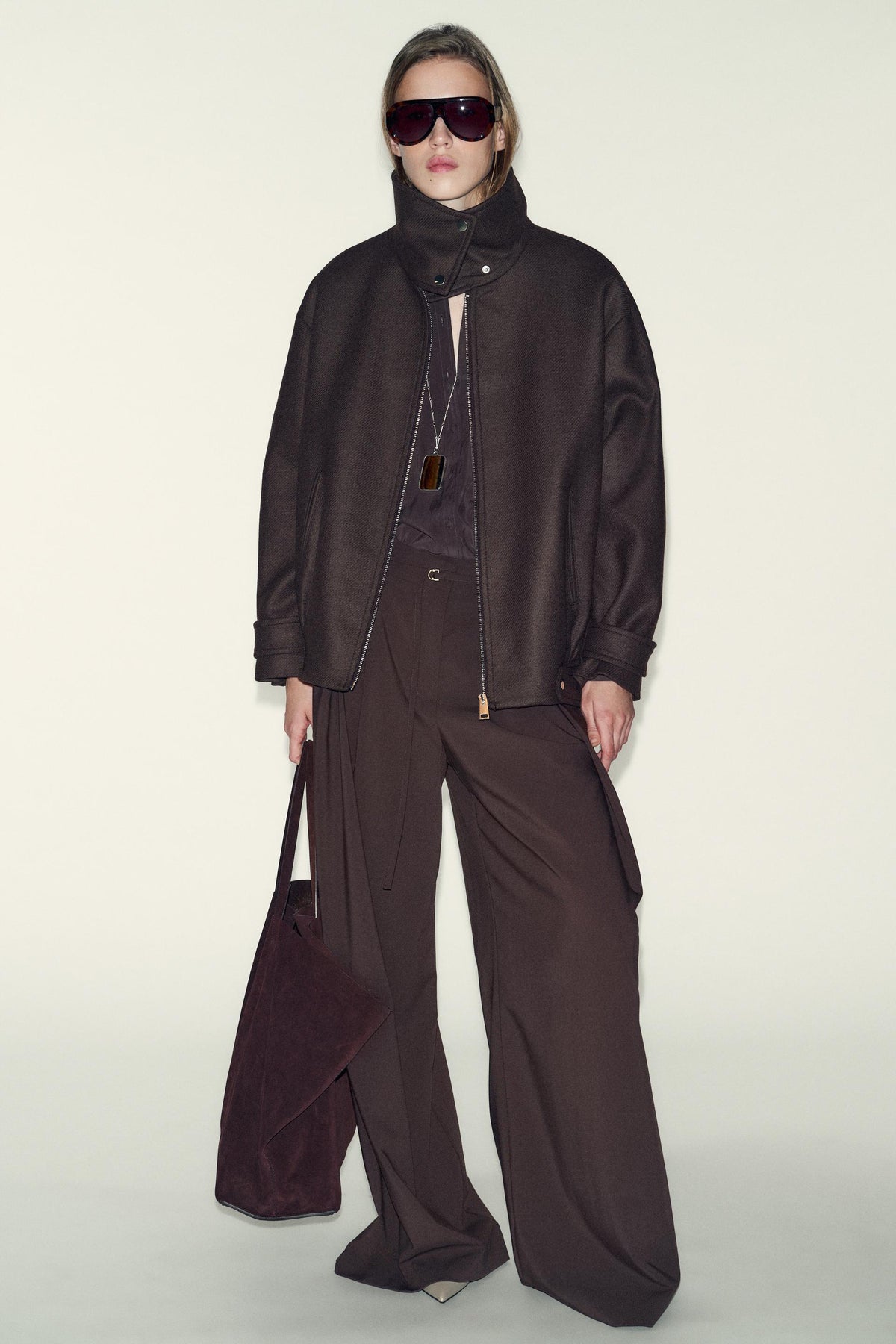 WOOL BLEND BOMBER JACKET WITH HIGH NECK - Image 1