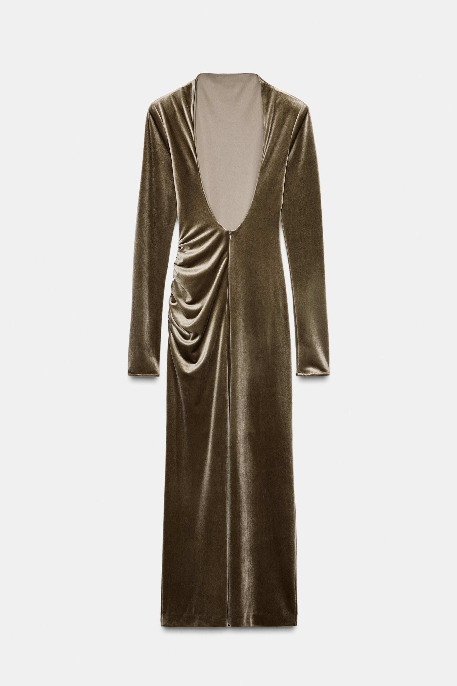 DRAPED VELVET DRESS WITH SHOULDER PADS - Image 3