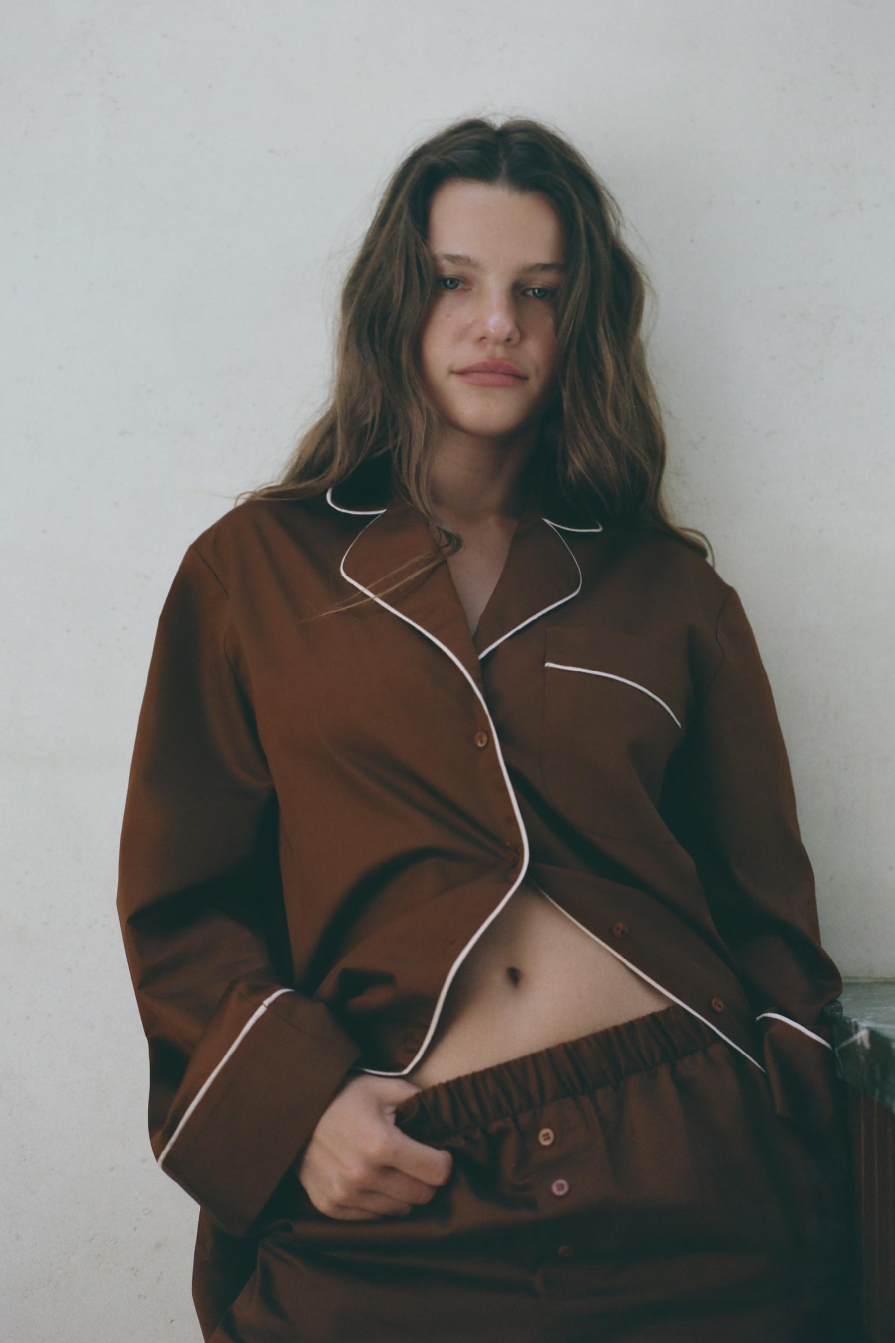 Pyjamahemd aus kontrastierendem Popeline