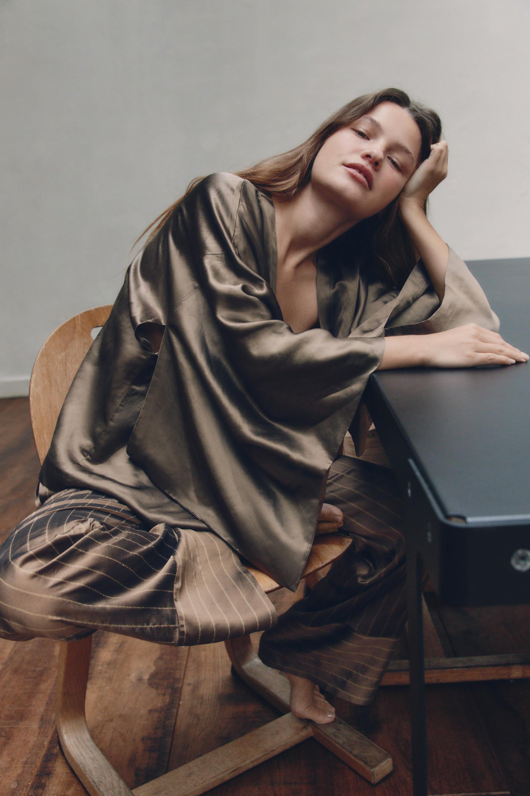 Wickelhemd aus Leinenmischgewebe