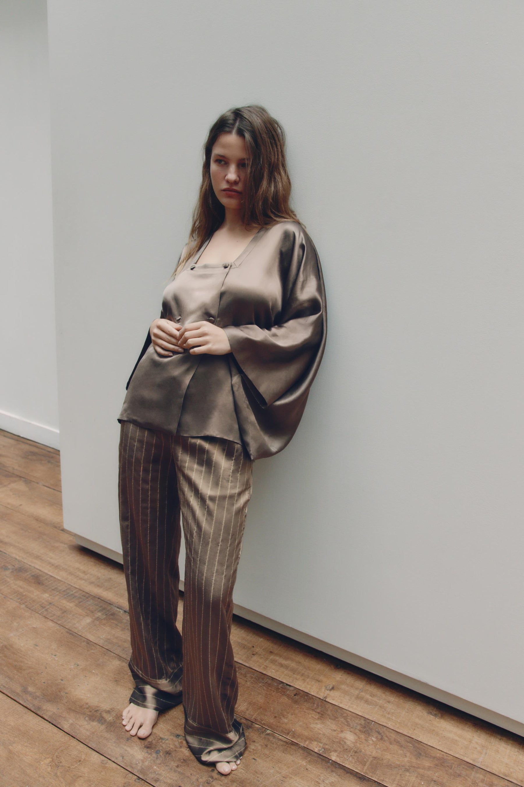 Wickelhemd aus Leinenmischgewebe