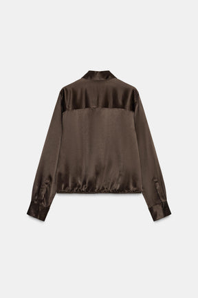 Satinbluse mit Bindebändern