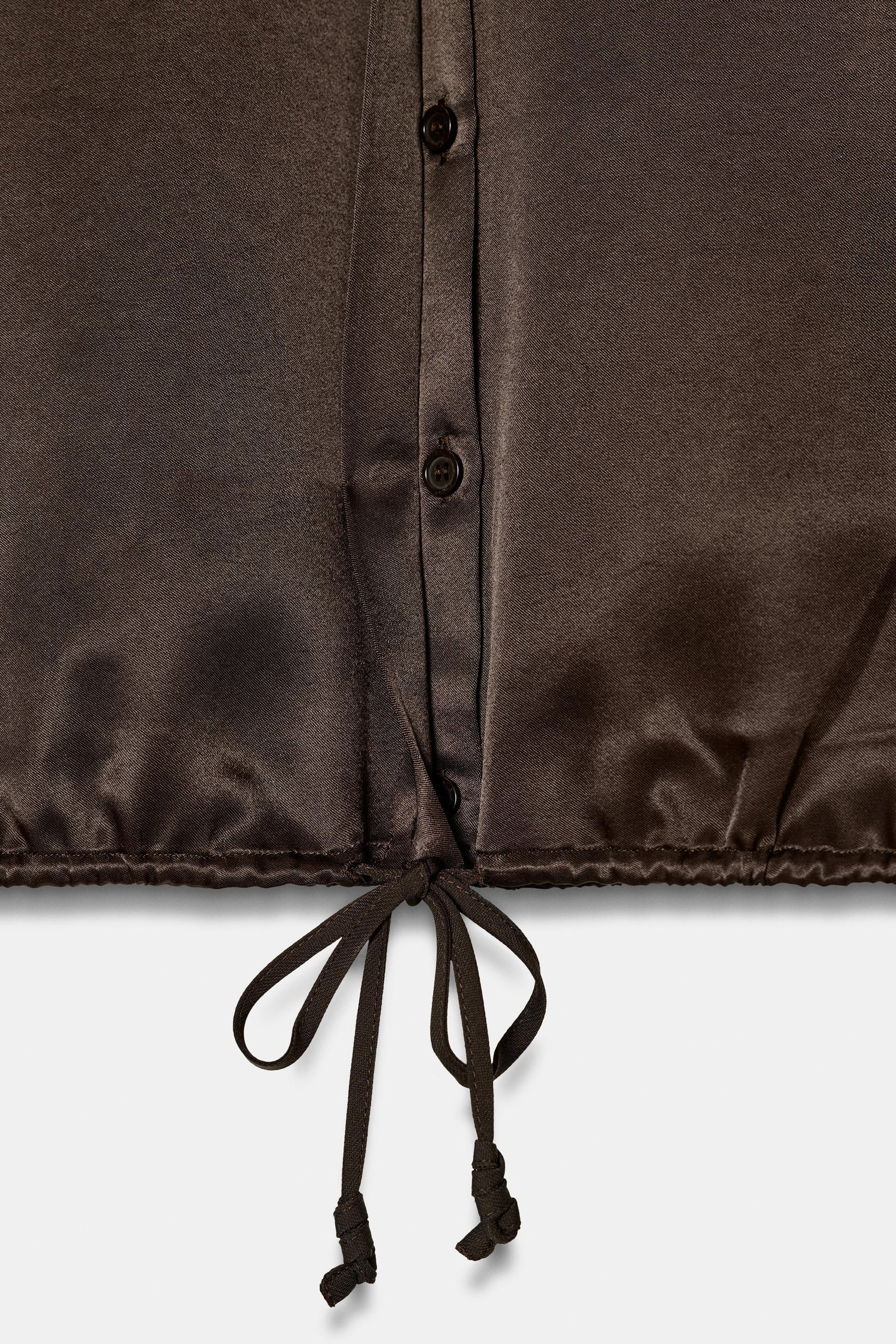 Satinbluse mit Bindebändern