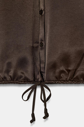 Satinbluse mit Bindebändern