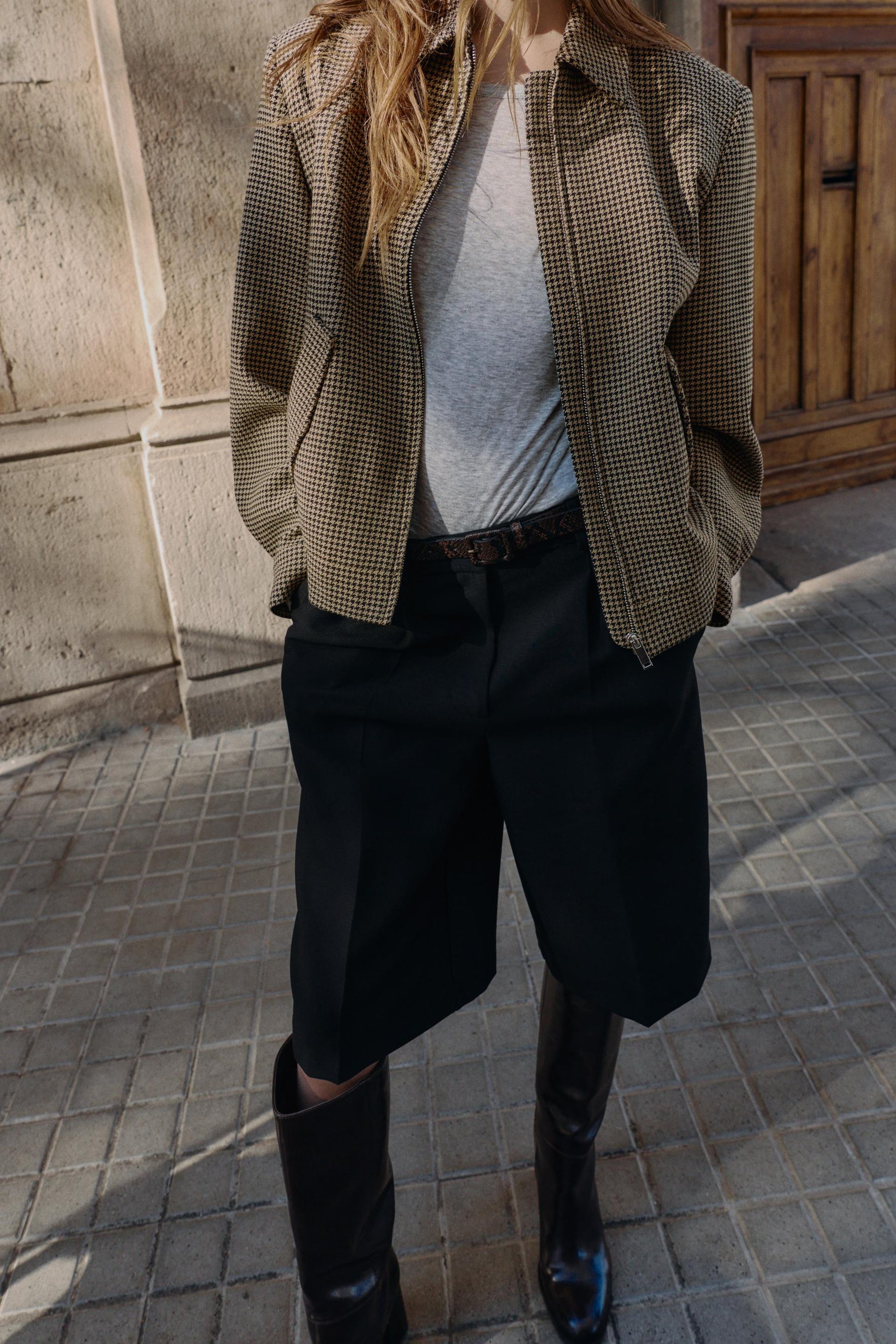 Hahnentritt-Bomberjacke