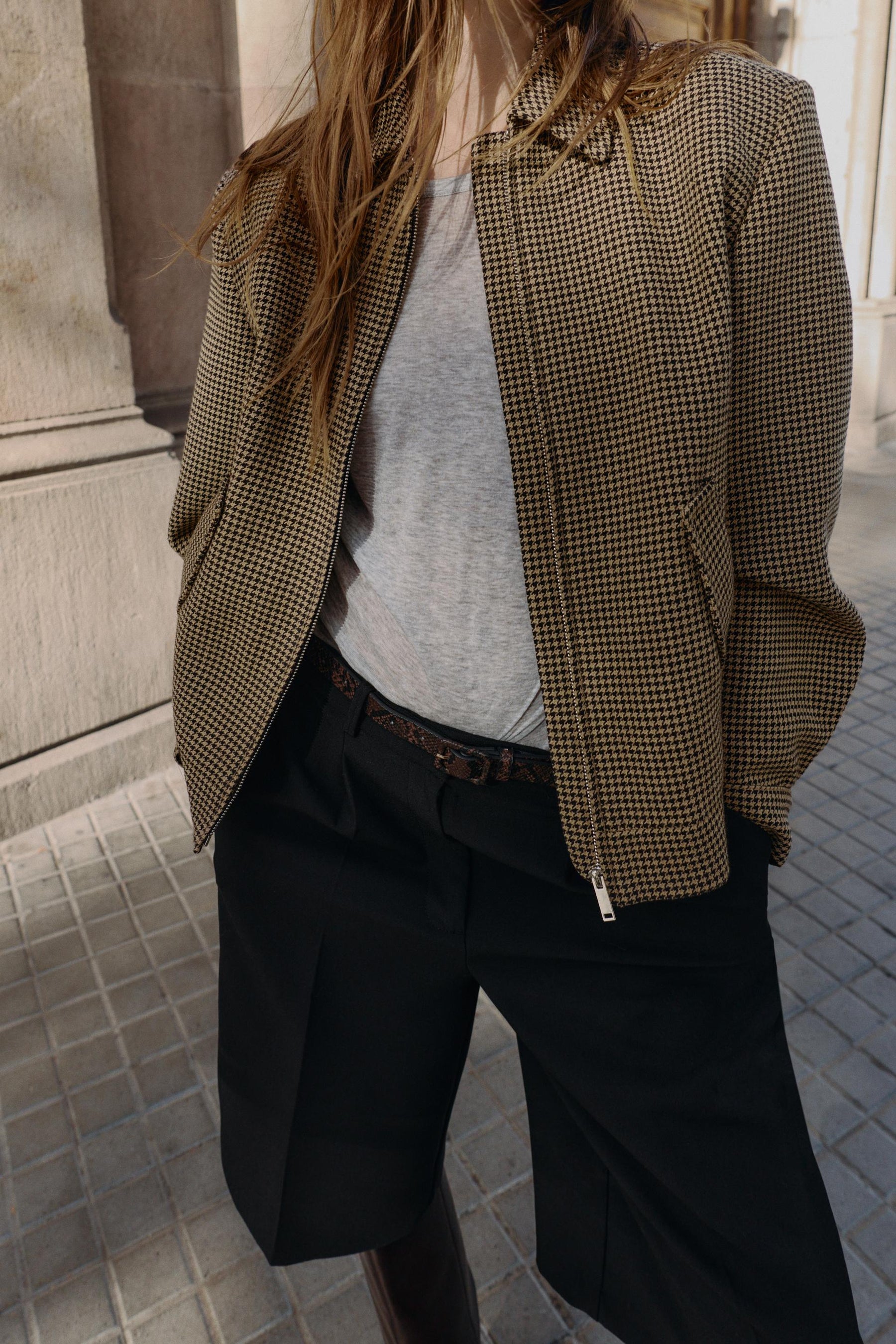 Hahnentritt-Bomberjacke