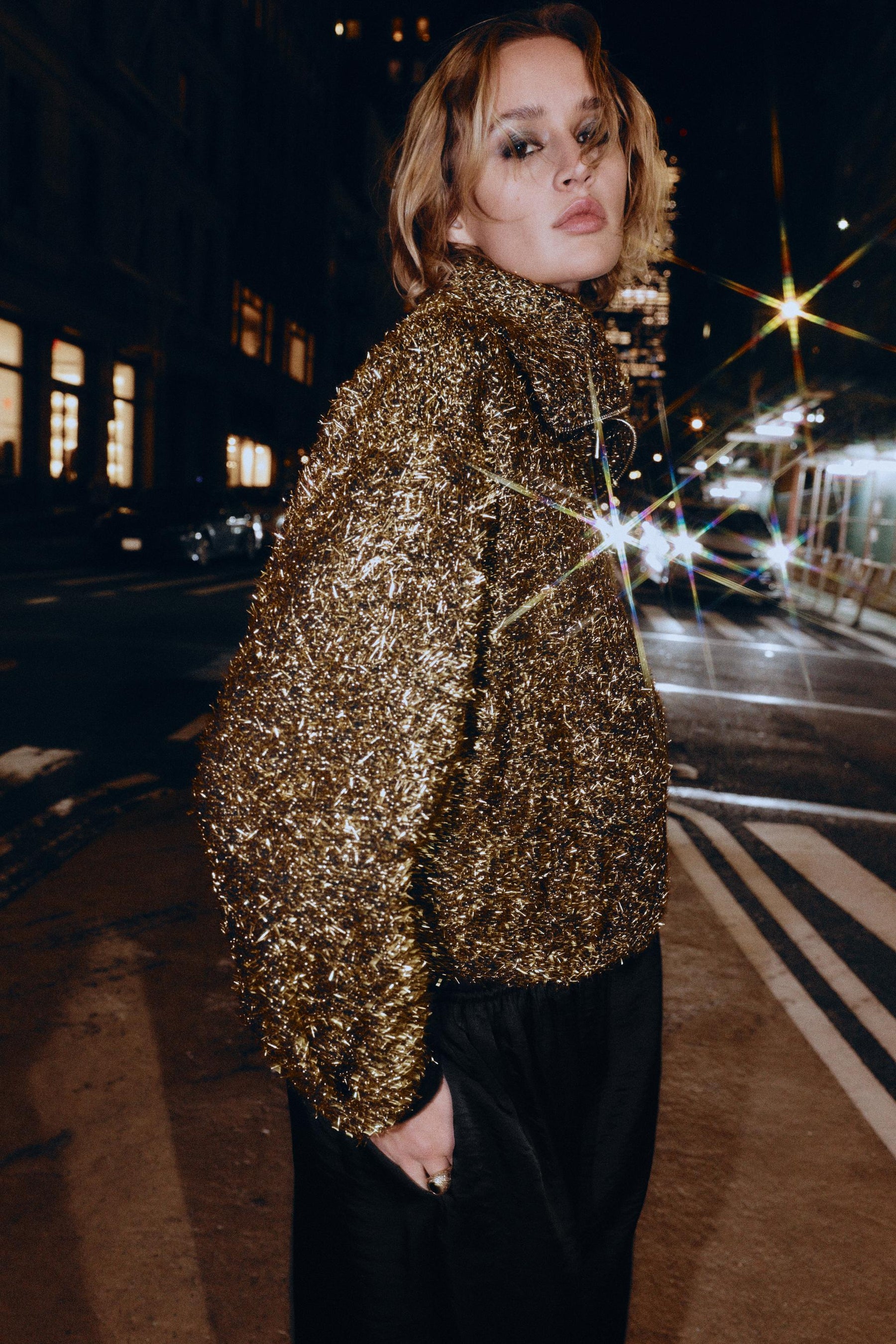 METALLIC THREAD BOMBER JACKET - Image 3