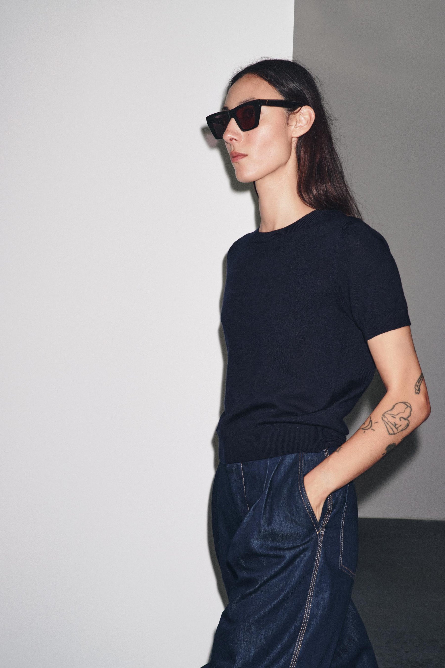 Wollpullover mit kurzen Ärmeln