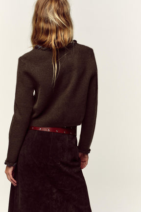 Strickjacke mit eingewebtem Besatz