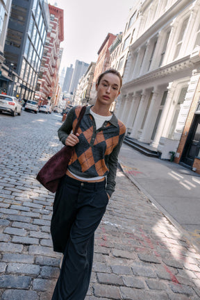 Polohemd mit Diamantstrickmuster