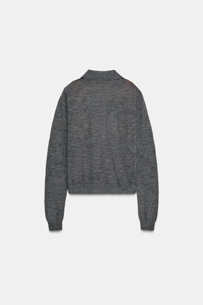 Polohemd mit Diamantstrickmuster