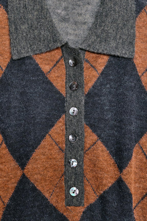 Polohemd mit Diamantstrickmuster