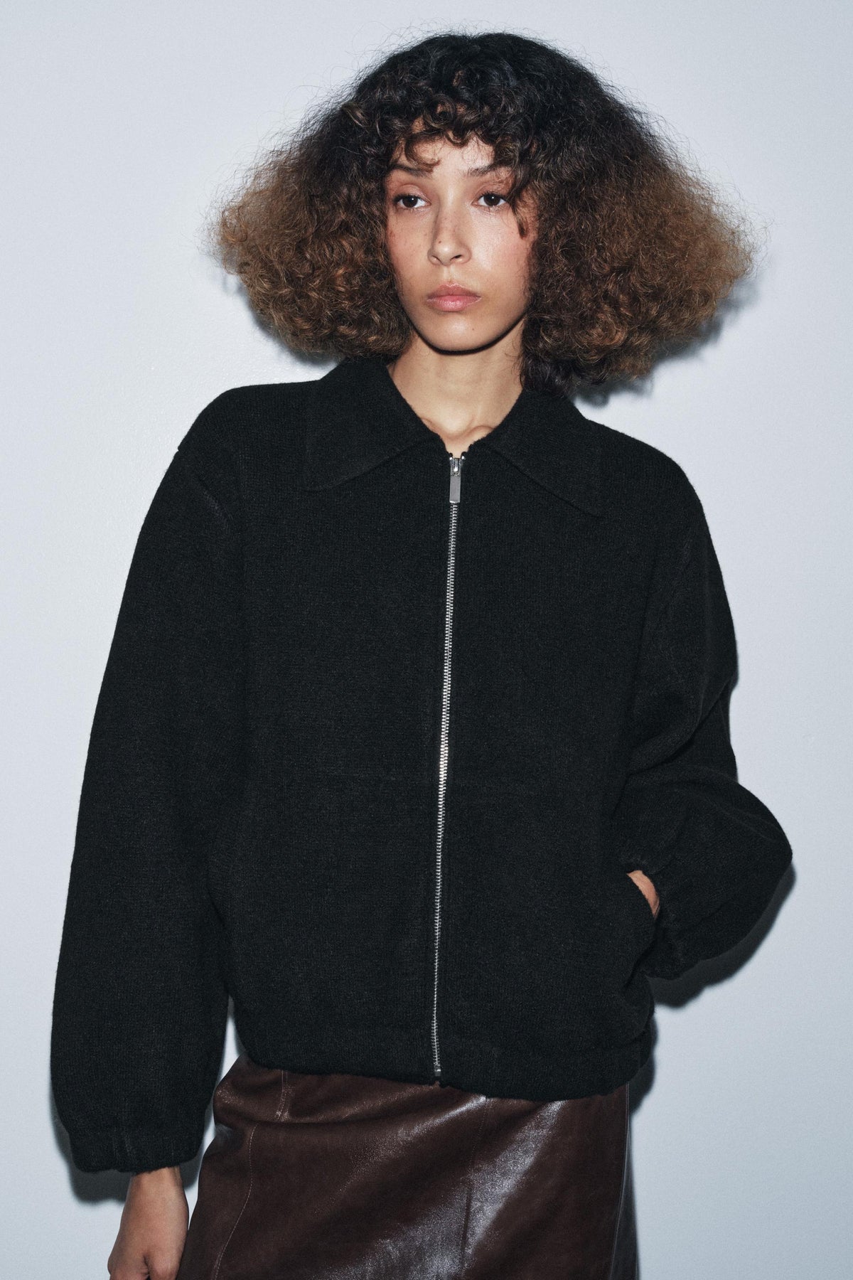 Strickbomber mit Reißverschluss