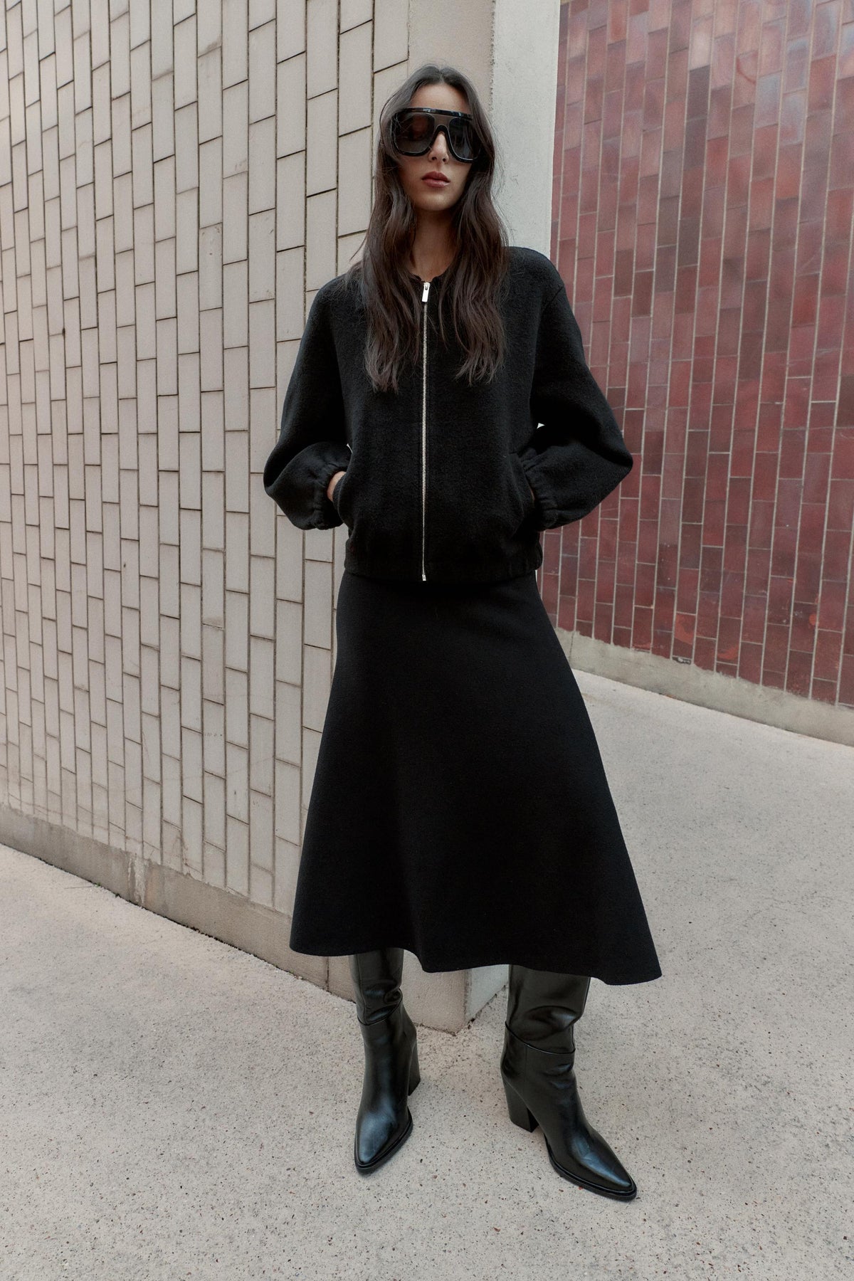 ZIP-UP KNIT BOMBER JACKET - Image 1