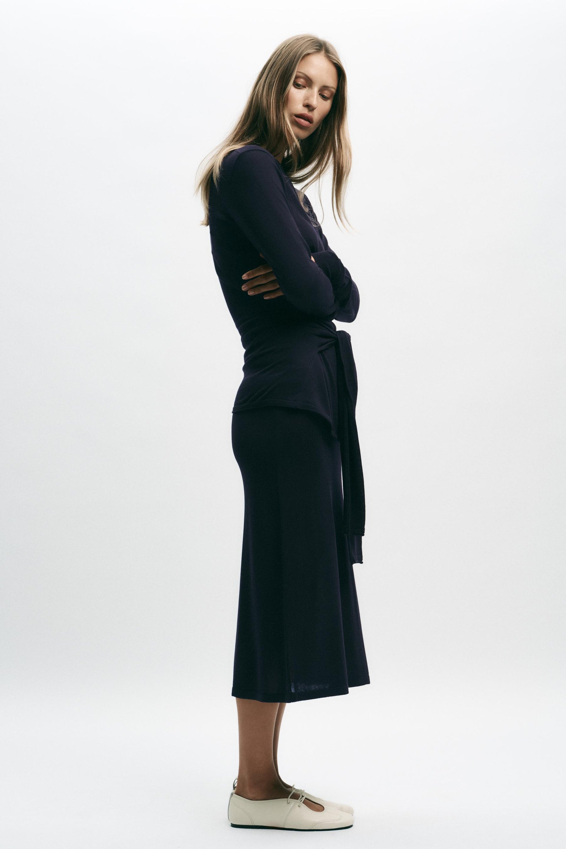 PLAIN KNIT MIDI SKIRT - Image 3