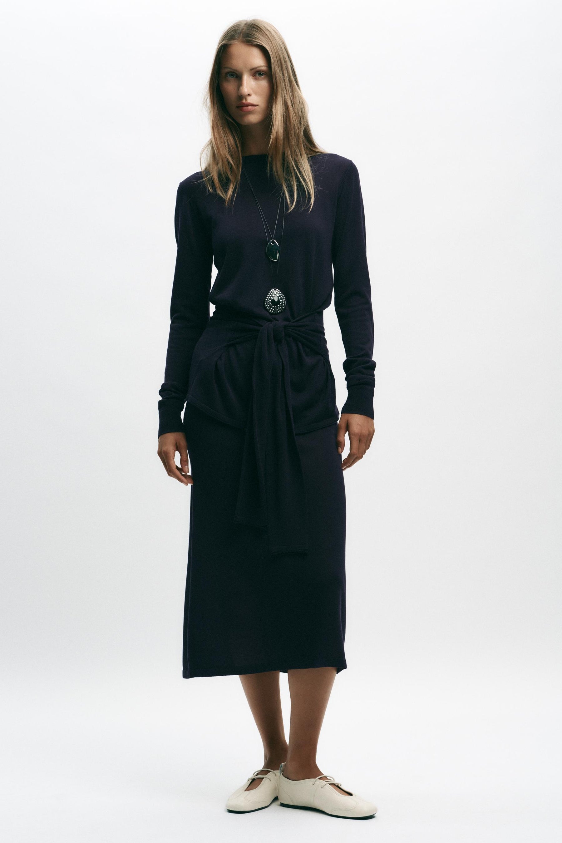 PLAIN KNIT MIDI SKIRT - Image 1